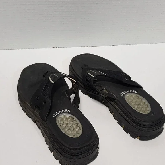 Skechers G-Tech Chunky Black Jammers‎ mens size 8 90s to Y2K
